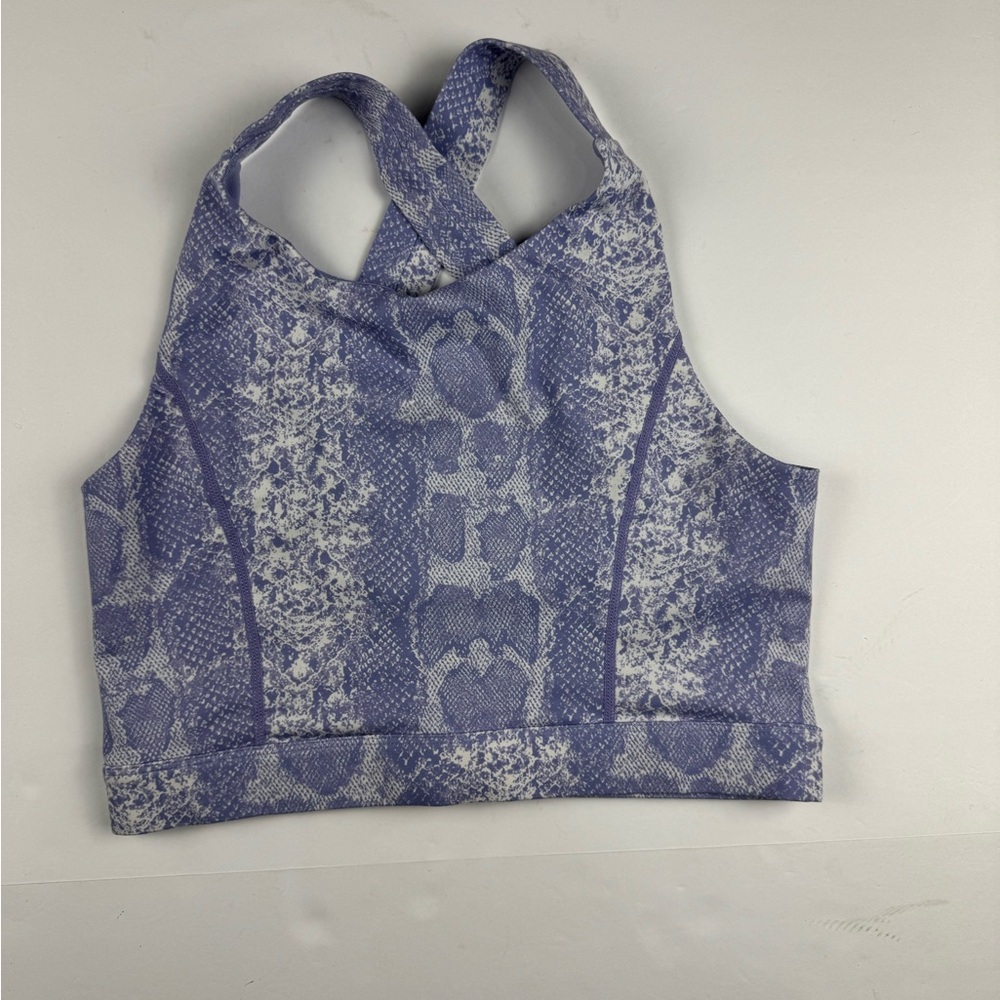 Glyder Lavender Snake-Print Crisscross Sports Bra